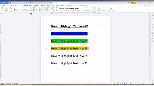 How to Highlight Text in wps office writer | highlight text in wps writers