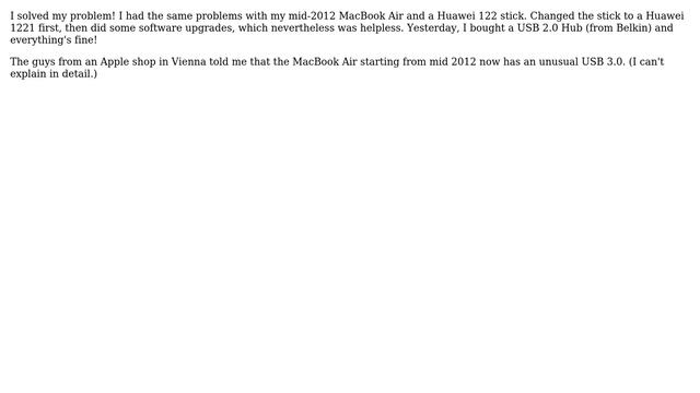Apple: Problem installing Huawei E3131 3G modem on 2012 MacBook Air (4 Solutions!!)