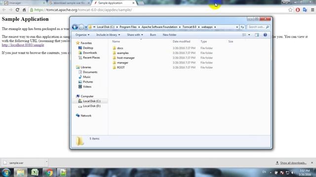 Install Apache Tomcat server on Windows and run sample java application
