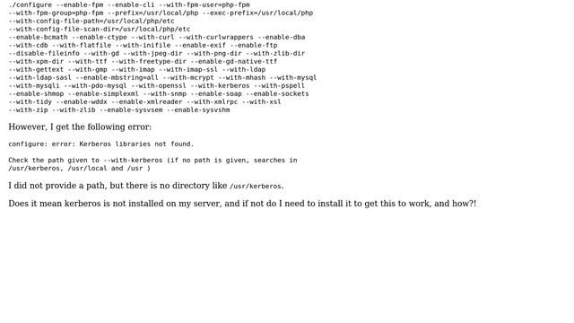 ./configure error installing PHP with Kerberos support on Ubuntu