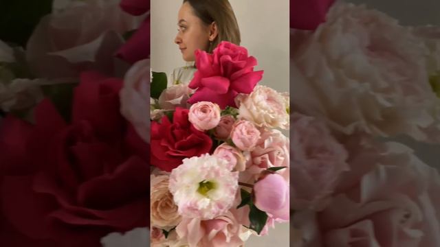 Авторская корзина с цветами «Розовые мечты»
