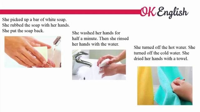 Washing her hands - текст английский для начинающих