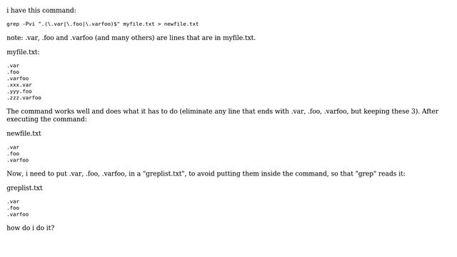 Unix & Linux: grep to file to exclude content