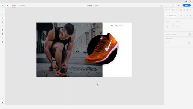 UI Design For Nike Website in Adobe XD 2019 - Speed Art Tutorial