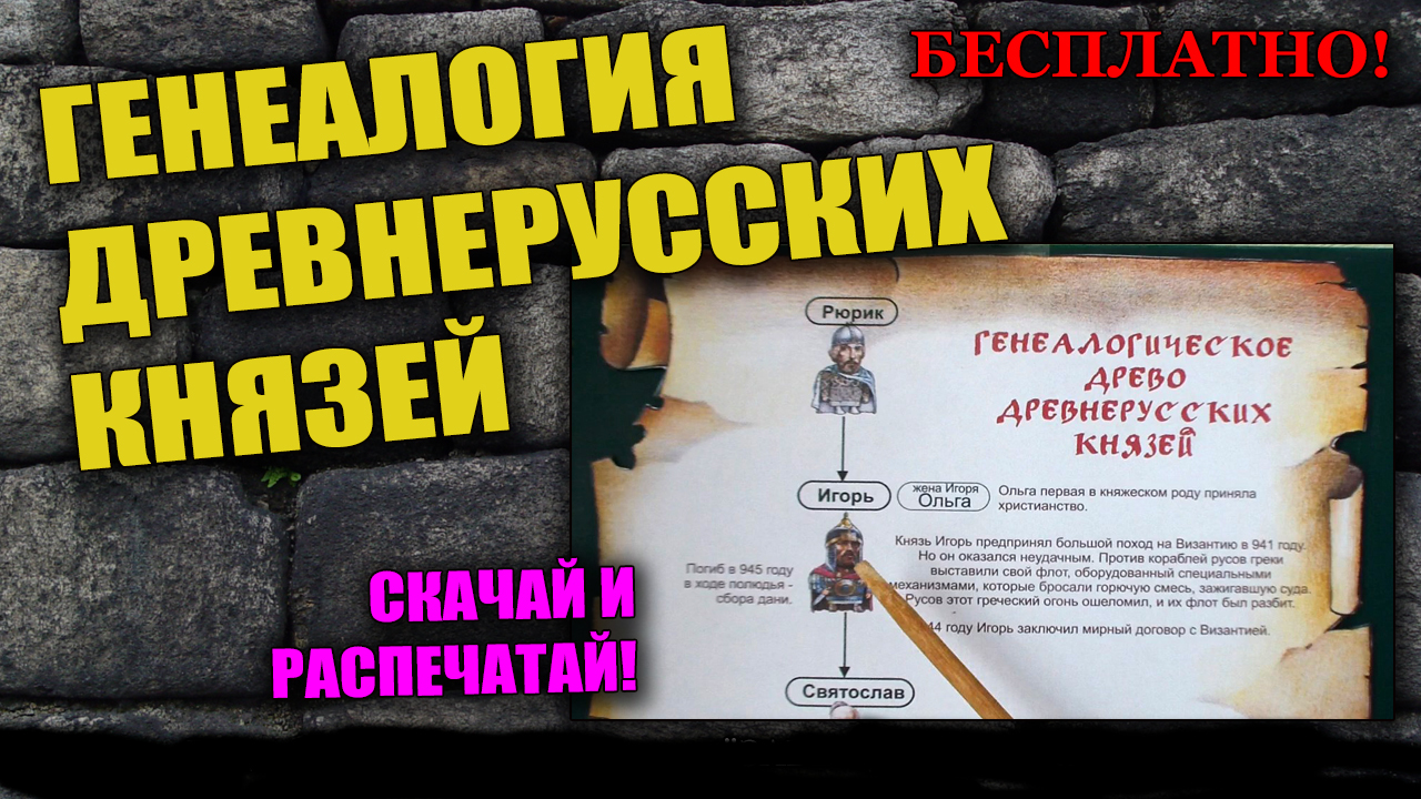 ГЕНЕАЛОГИЯ РУССКИХ КНЯЗЕЙ. Скачай бесплатно, распечатай и учи!.mp4