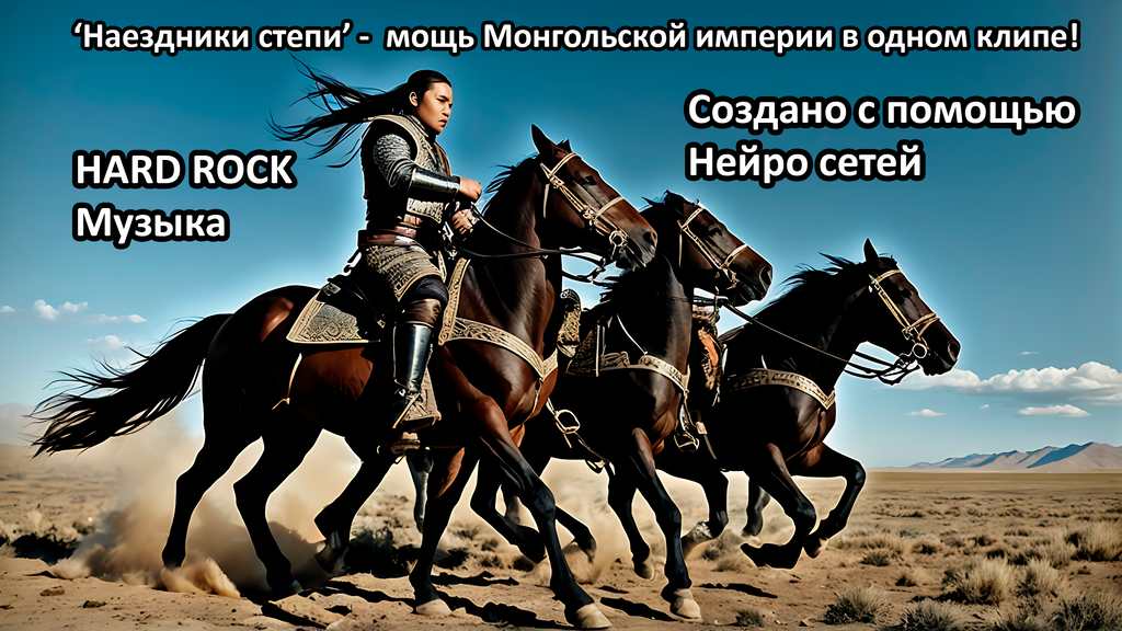 Наездники степи - мощь Монгольской империи в одном клипе! хард-рок (Создано с помощью нейросетей)