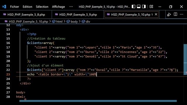 PHP Exemple 5 10 Lecture de tableaux multidimensionnels avec foreach