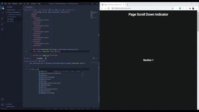 Page Scroll Down Indicator  HTML  CSS  JS