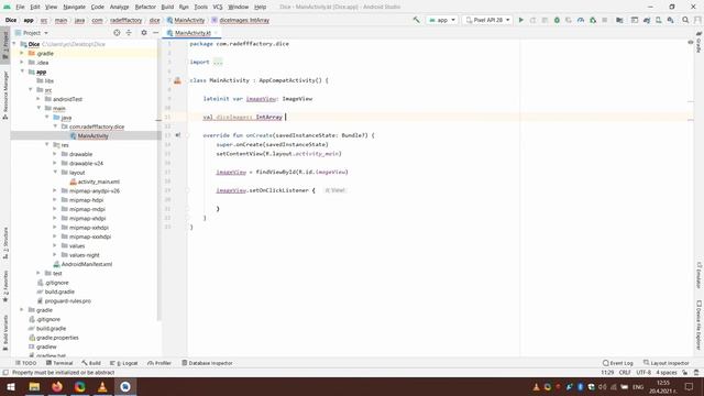 Creating a Dice in Android Studio using Kotlin
