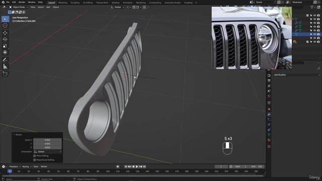 5 - Adding the inner rims of the grilles and the pattern