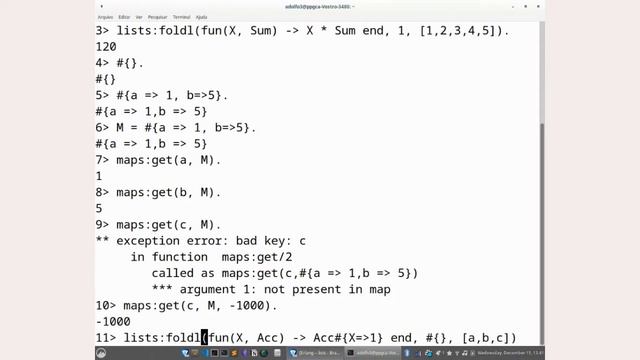 A função lists:foldl/3 em Erlang