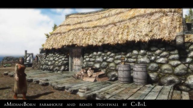 TES V - Skyrim Mods: aMidianBorn farmhouse and roads stonewall by CaBaL