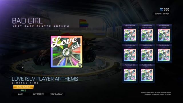 *FREE* Love ISLV Player Anthem Pack! | Rocket League Item Shop (22/6/2021)