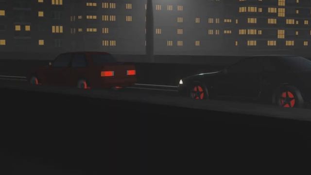 Анимация. Парный дрифт №1. Nissan GT-R r32 и BMW M3 E30. EEVEE. Blender 2.9. (перезалив).