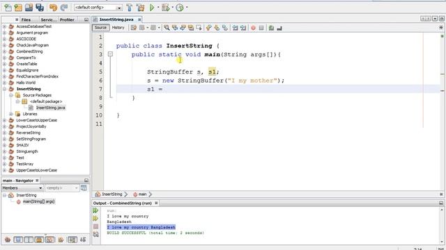 how to insert any word in java program using insert() method.