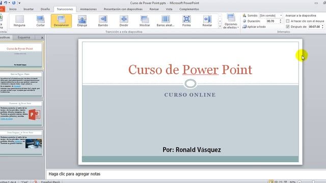 Como Cambiar la Duracion de una Diapositiva en Power Point | Curso de PowerPoint 2010/2013/2016