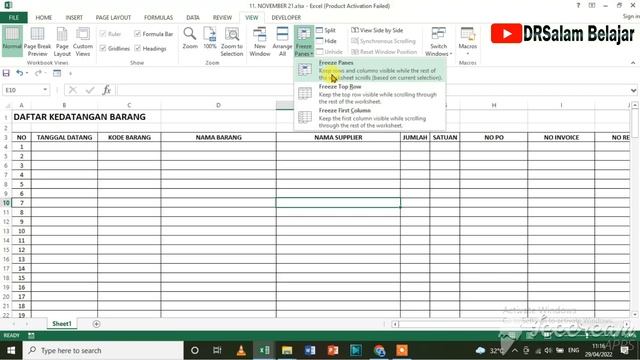 How to Lock Rows and Column using Freeze Panes