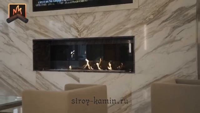 Шикарное оформление гостиной офиса загородного дома - биокамин Airton ATFP - 15К монтаж под ключ