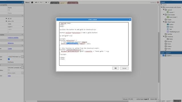 Construct 3 Demonstration : Communicating with an iFrame
