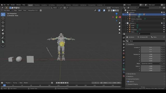 BLENDER 2.91 Ниндзя вставляю кости настраиваю перса
