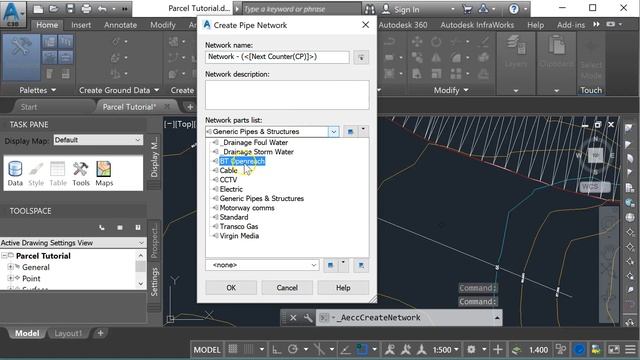 Create parcel in Civil3D for drainage analysis