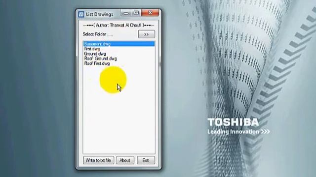 Writes Names of AutoCAD drawings to a text file.