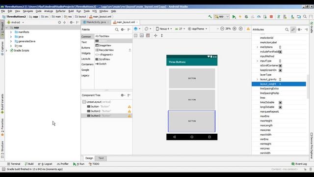 10. Простые Android приложения - три кнопки дизайн