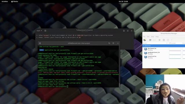 n00bs channel n00bing live Setup Laravel on Local VM QEMU-KVM based hypervisor on fedora OS