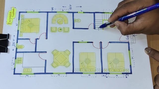 26 X 44 HOUSE DESIGN II 26 X 44 GHAR KA NAKSHA II 26 X 44 HOME DESIGN II 26 X 44 HOUSE PLAN