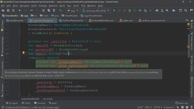Curso de android con kotlin y firebase Obteniendo contraseña de la interfaz verificar password #16