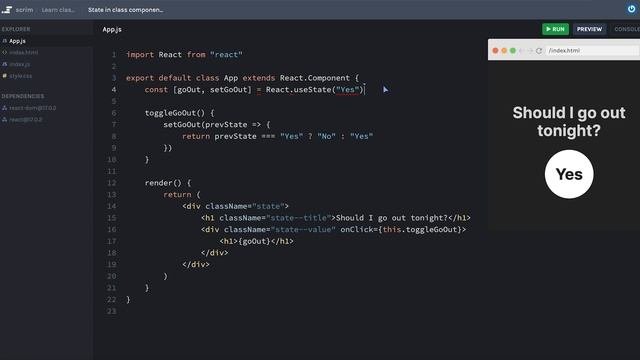 State in class components  Class Components in React tutorial