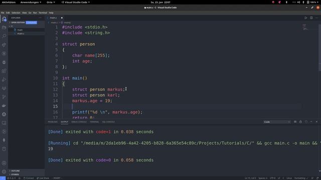 C Tutorial #09 Struct und Union [Full-HD] [Deutsch/German]