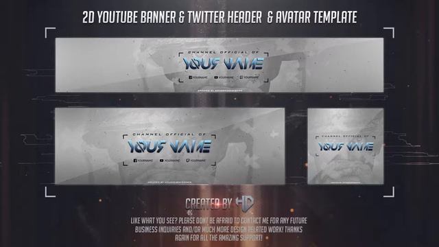 Houssem Designer | Free YouTube Banner Template | Photoshop (Banner + Logo + Twitter PSD) 2017