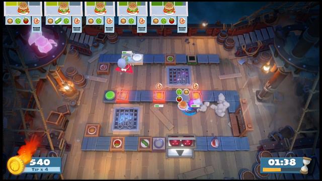 Overcooked: All You Can Eat - The Ever Peckish Rises - Level 1-2 4 Star 2 Player Co-op