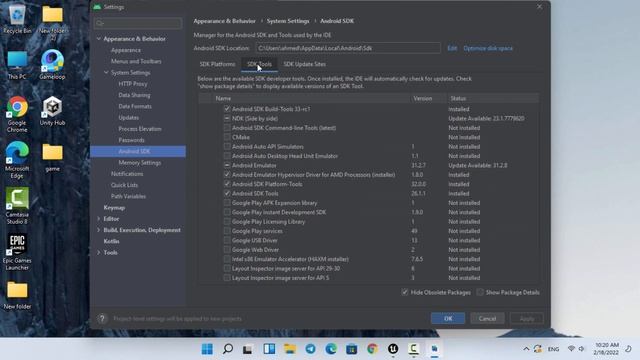 Installed Build Tools revision 33.0.0 rc1 is corrupted Remove and install again using the SDKManage