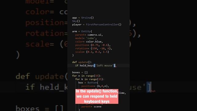 Create Player Arm - Minecraft in Python (Ursina Engine) Part 3