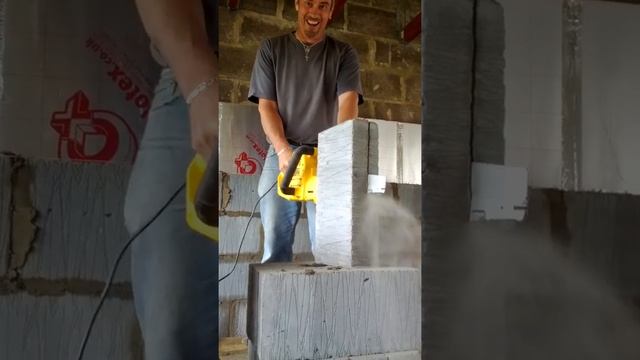 Dewalt alligator saw cutting therm blocks.