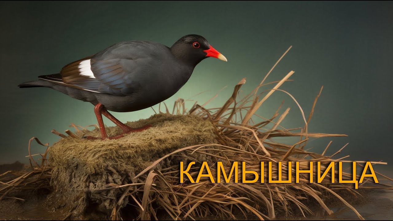 Moorhen with five chicks. Камышница и пять птенцов. Nikon Coolpix P900