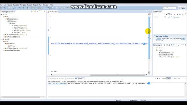 Java-MySQL Creating a table