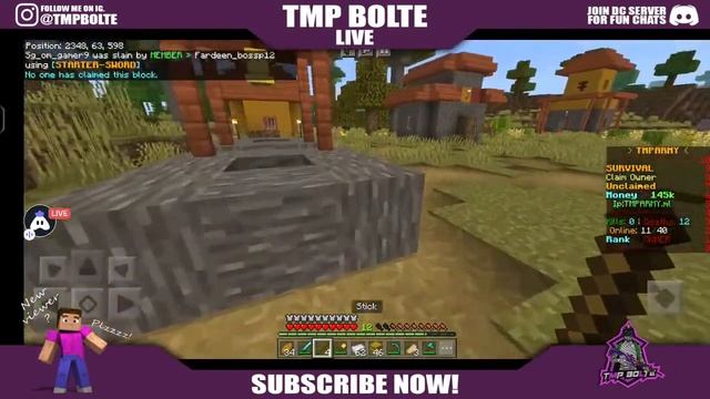 MINECRAFT PUBLIC SERVER LIVE WITH SUSCRIBERS♥️ | JAVA+PE SERVER?? | TMP BOLTE LIVE