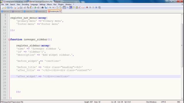 wordpress theme development part 5 | register sidebsr