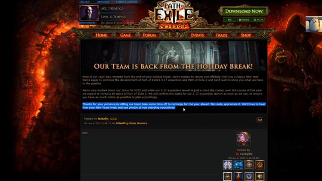 Grinding Gear Games are "Back from the Holidays!"  Path of Exile 2 News Coming Soon?!? Bye Navali!