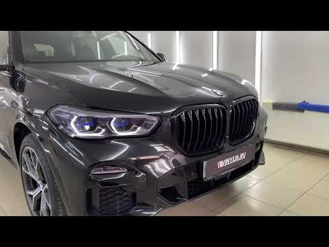 BMW X5 - демонтаж пленки, выпрямление вмятины на капоте , полировка, бронирование