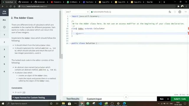 Hackerrank Java(basic) Skills Certification Solutions Adder Class in JAVA