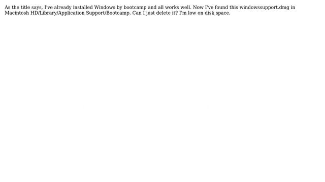 Apple: Bootcamp - is it OK to delete windowssupport.dmg after installing windows?