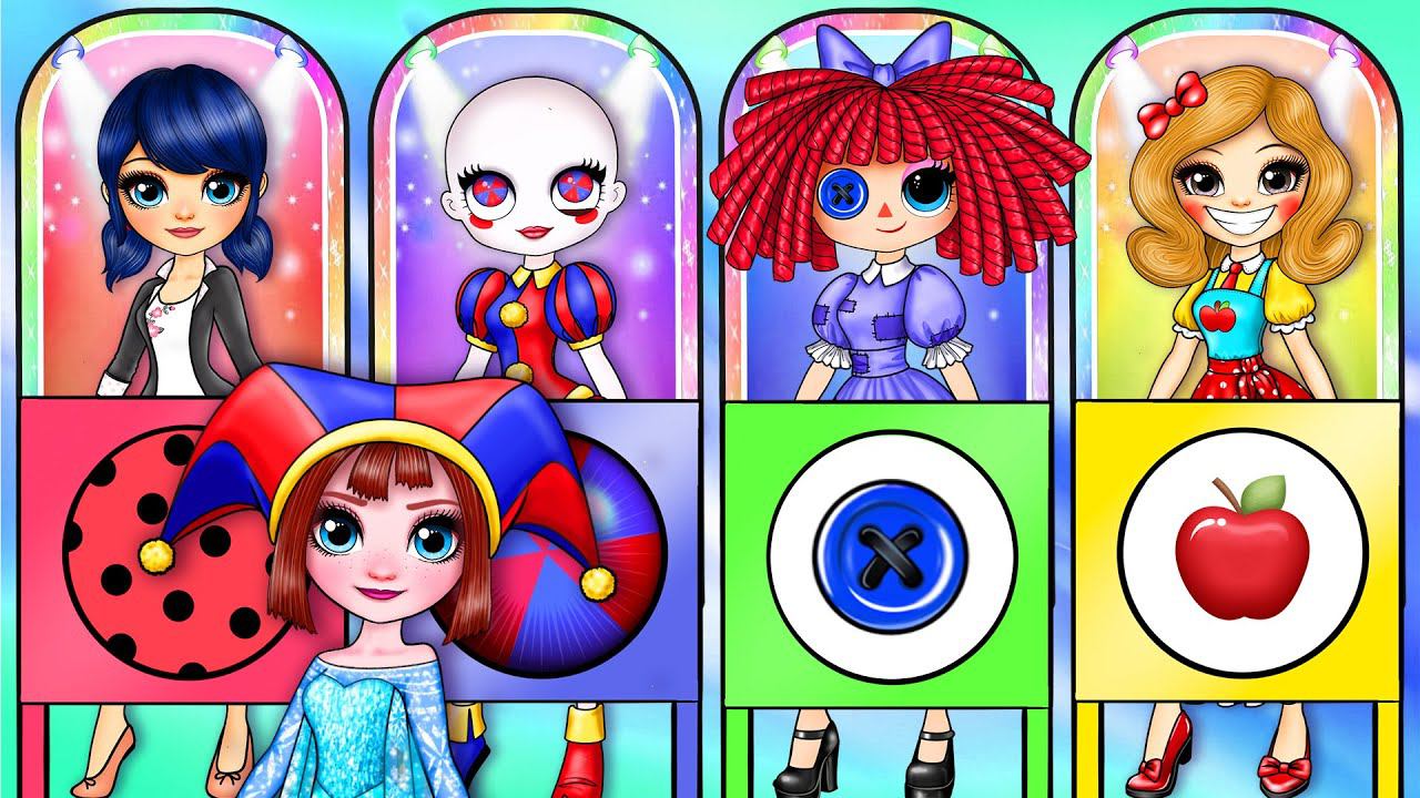 Маринетт, Эльза, Помни, Рагата, Мисс Делайт, Дракулаура Меняются одеждой - Идеи из бумаги DIY