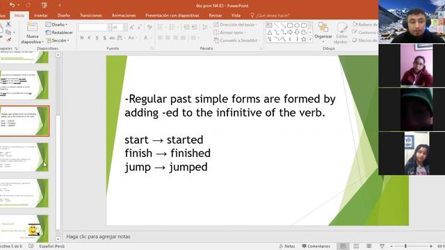 video de la clase 6 prim simple past regular verbs