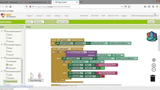 MONITORING SUHU DAN KELEMBAPAN MENGGUNAKAN SENSOR DHT11 DAN BLUETOOTH HC-05 (MIT APP INVENTOR)