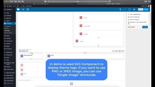 Header configuration - Wealty best Real Estate WP template
