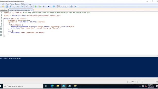 Bulk Group membership removal PowerShell script